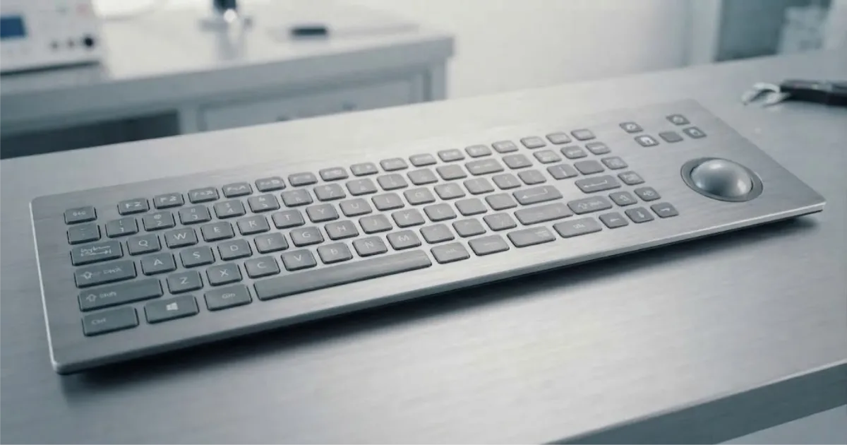 Industrial Keyboard with Integrated Trackball
