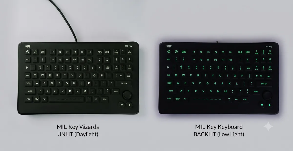 Rugged Back-lit Keyboard with Integrated Pointing Device