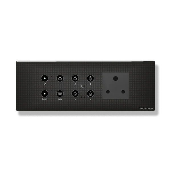 Topaz 6M Smart Panel – 1 Fan + 5 Switch + 1 Socket + Master (Hotel Series)