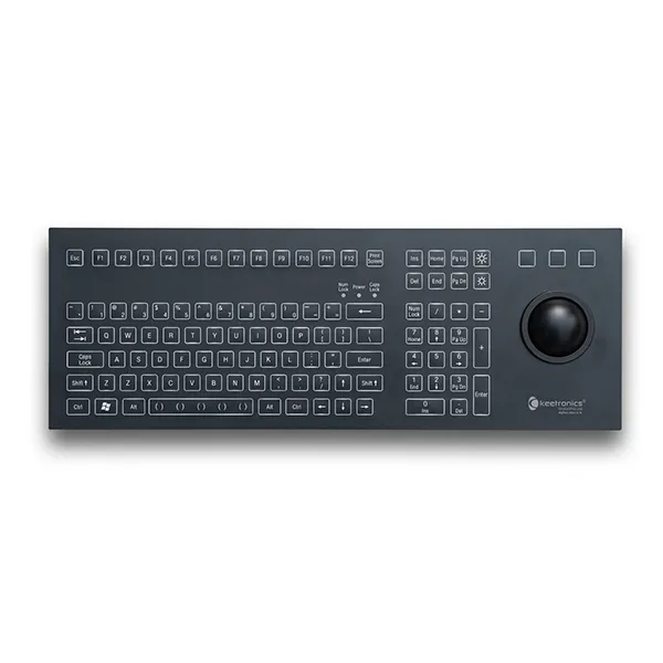 Black Overlay Illuminated Keyboard with 50 mm Trackball