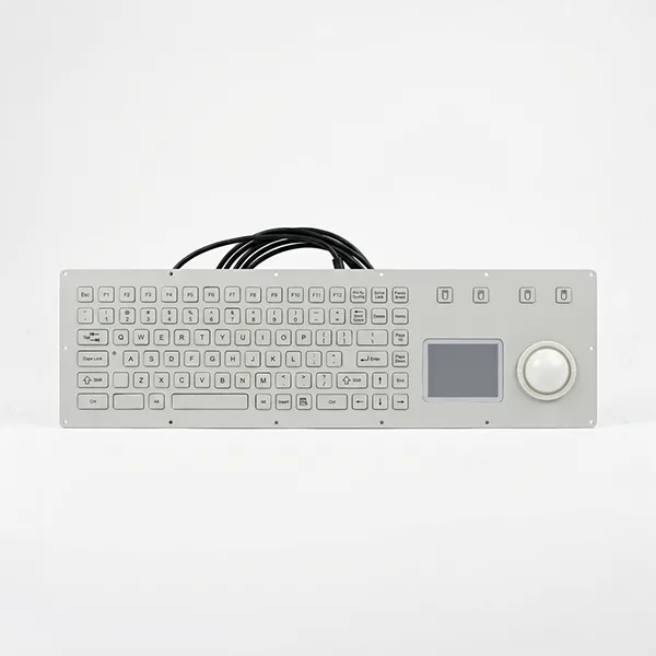 Metallic Vandalproof Keyboard with Touch Mouse and 50 mm Trackball
