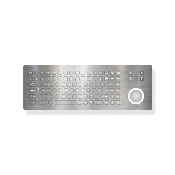 92-Key Rugged Metal Keyboard with Integrated Trackball