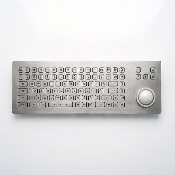 92-Key Rugged Metal Keyboard with Integrated Trackball