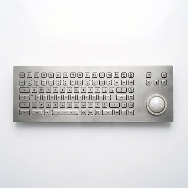 92-Key Rugged Metal Keyboard with Integrated Trackball