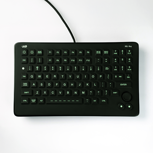 Rugged Backlit Keyboard with Integrated Pointing Device