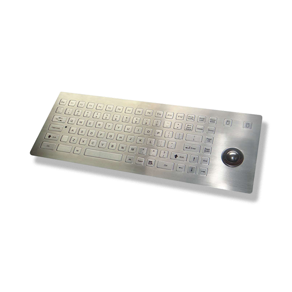 Metallic 89-Key Industrial Keyboard with Integrated Trackball