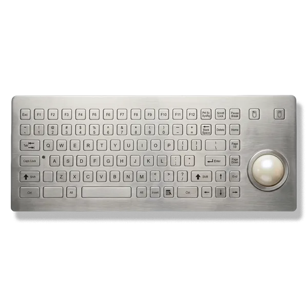 Metallic 89-Key Industrial Keyboard with Integrated Trackball