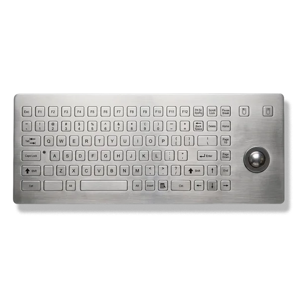 Metallic 89-Key Industrial Keyboard with Integrated Trackball