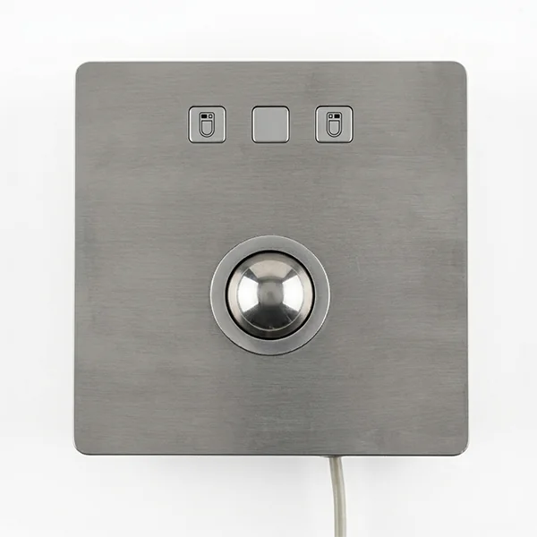 Metallic 3-Key Industrial Keyboard with Integrated Trackball